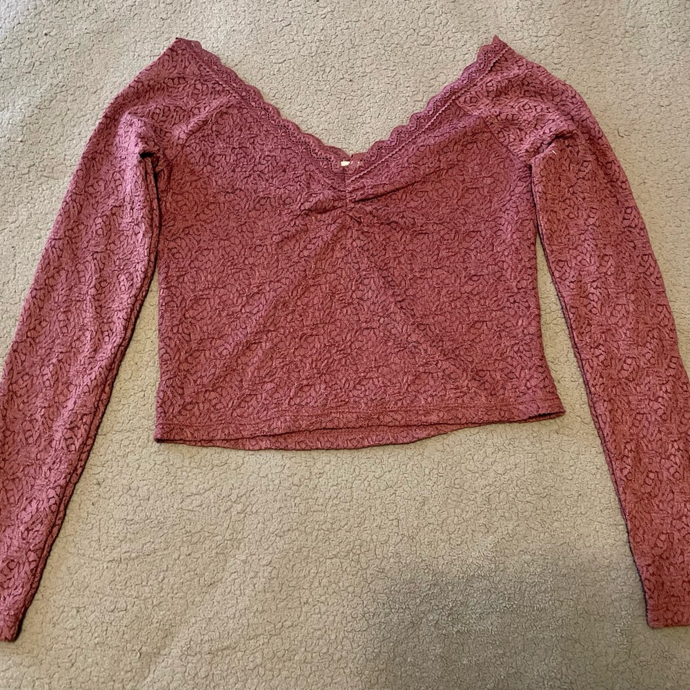 Women's Lace Long Sleeve Top - Purple